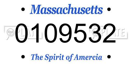 0109532 Massachusetts License Plate