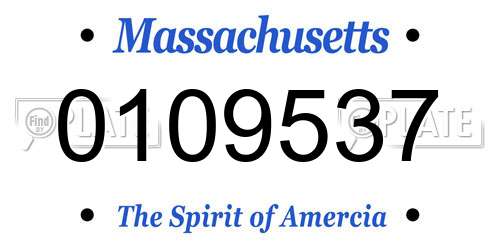 0109537 Massachusetts License Plate