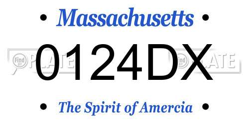 0124DX Massachusetts License Plate