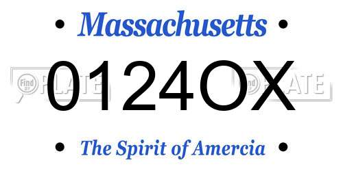 0124OX Massachusetts License Plate