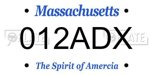 012ADX Massachusetts License Plate