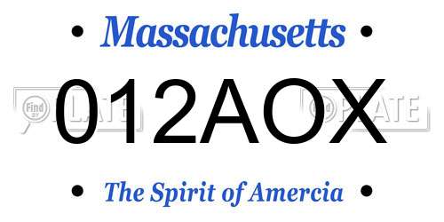 012AOX Massachusetts License Plate