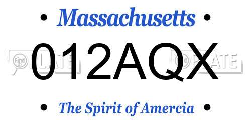 012AQX Massachusetts License Plate