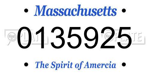 0135925 Massachusetts License Plate