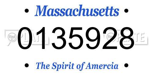 0135928 Massachusetts License Plate