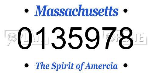 0135978 Massachusetts License Plate