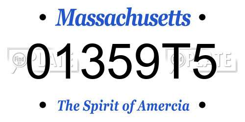 01359T5 Massachusetts License Plate