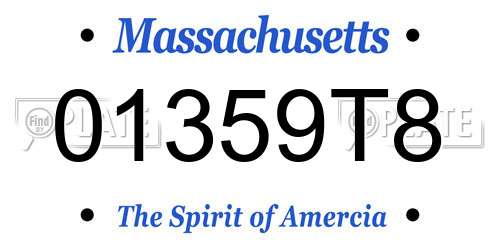 01359T8 Massachusetts License Plate