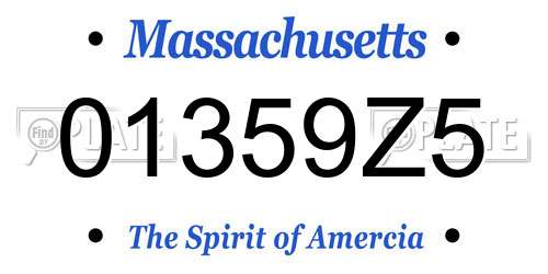 01359Z5 Massachusetts License Plate