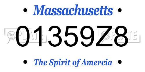 01359Z8 Massachusetts License Plate