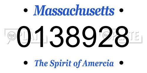 0138928 Massachusetts License Plate