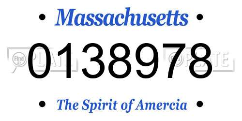 0138978 Massachusetts License Plate