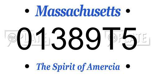 01389T5 Massachusetts License Plate