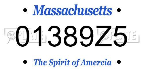 01389Z5 Massachusetts License Plate