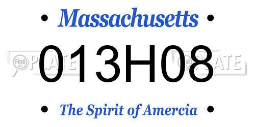013H08 Massachusetts License Plate
