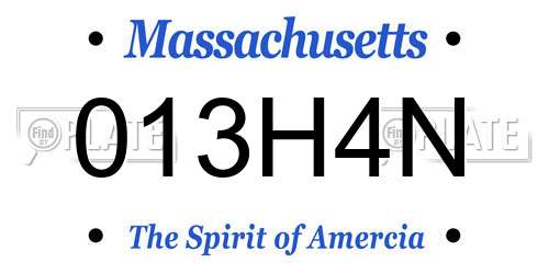 013H4N Massachusetts License Plate