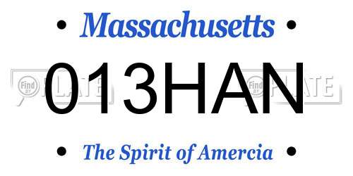 013HAN Massachusetts License Plate