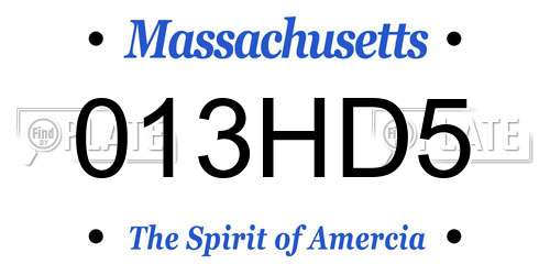 013HD5 Massachusetts License Plate