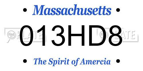 013HD8 Massachusetts License Plate