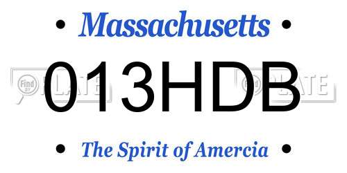 013HDB Massachusetts License Plate