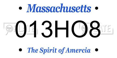 013HO8 Massachusetts License Plate