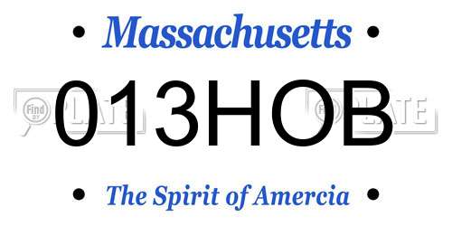 013HOB Massachusetts License Plate
