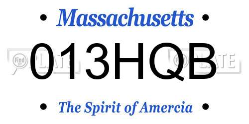 013HQB Massachusetts License Plate