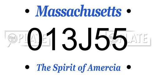 013J55 Massachusetts License Plate