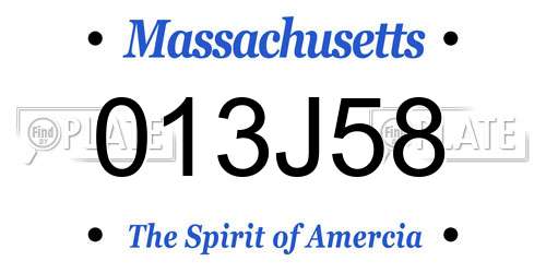 013J58 Massachusetts License Plate