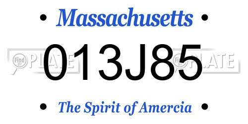 013J85 Massachusetts License Plate
