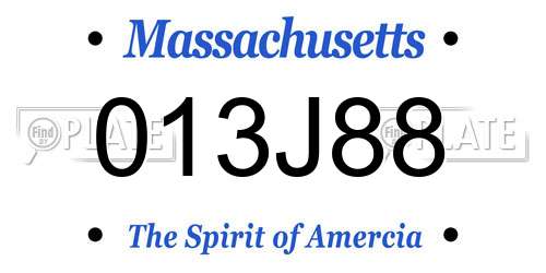 013J88 Massachusetts License Plate