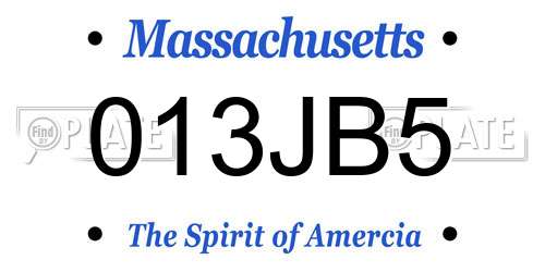 013JB5 Massachusetts License Plate