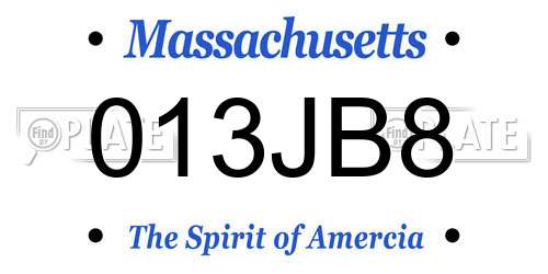 013JB8 Massachusetts License Plate