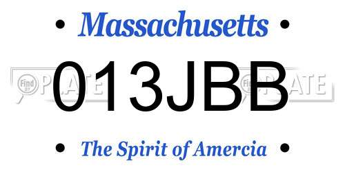 013JBB Massachusetts License Plate