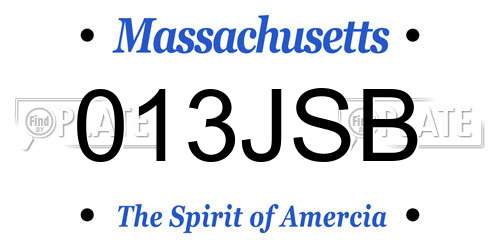 013JSB Massachusetts License Plate