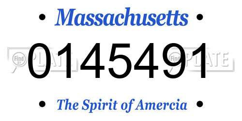 0145491 Massachusetts License Plate