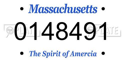 0148491 Massachusetts License Plate
