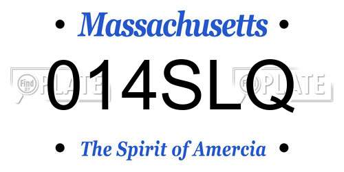 014SLQ Massachusetts License Plate