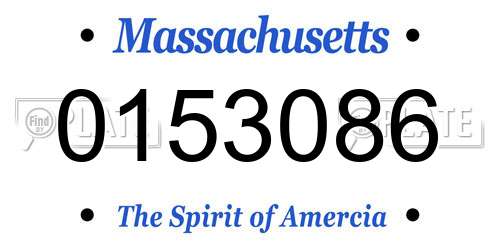 0153086 Massachusetts License Plate