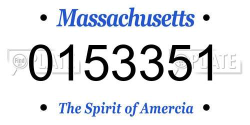 0153351 Massachusetts License Plate