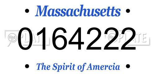 0164222 Massachusetts License Plate
