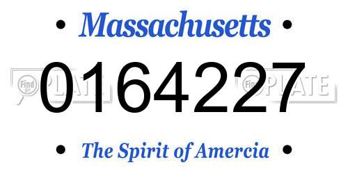 0164227 Massachusetts License Plate