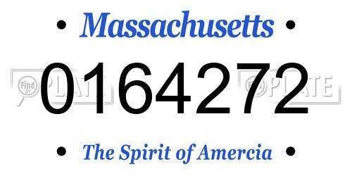 0164272 Massachusetts License Plate