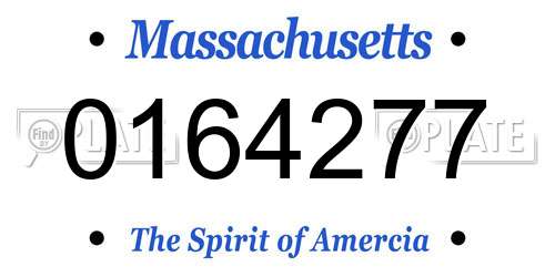 0164277 Massachusetts License Plate