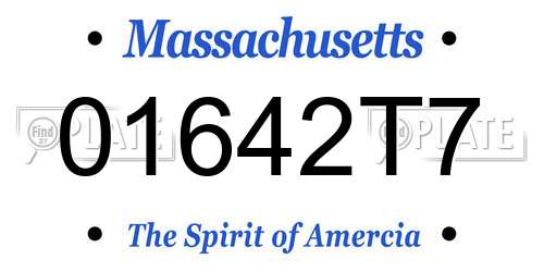 01642T7 Massachusetts License Plate