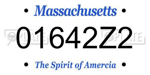 01642Z2 Massachusetts License Plate