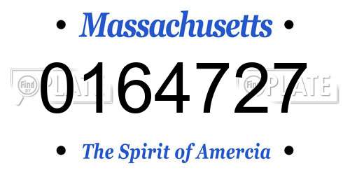 0164727 Massachusetts License Plate