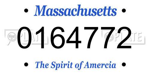 0164772 Massachusetts License Plate