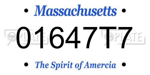 01647T7 Massachusetts License Plate