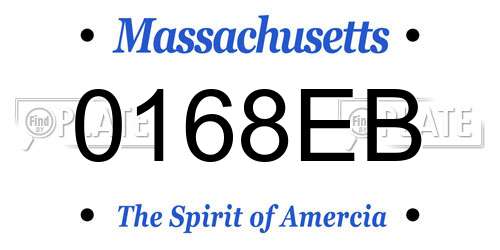 0168EB Massachusetts License Plate